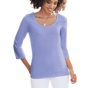 NEW REAL COMFORT BY CHADWICKS 3/4-Sleeve Scoopneck Essential Layering Size: M